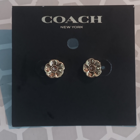Coach Tea Rose Stone Stud Earrings - Picture 6 of 7